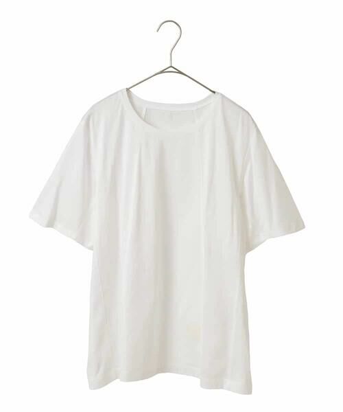 HIROKO BIS GRANDE / ヒロコビス グランデ カットソー | 【大きいサイズ】カーブ切り替えコットンカットソー /洗える(ホワイト)