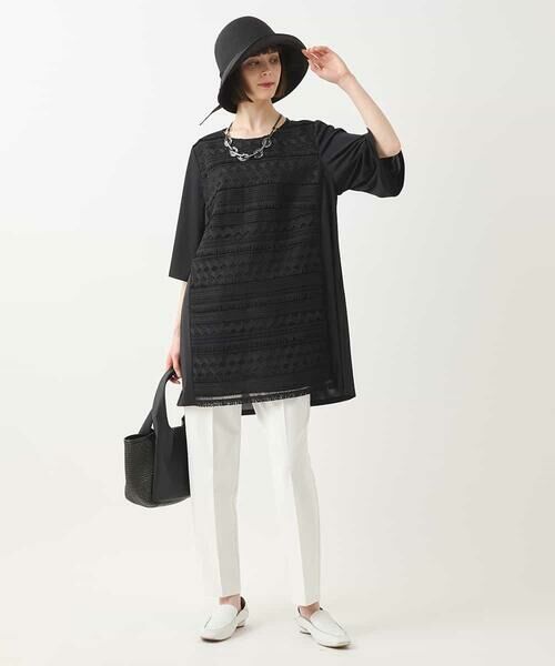 HIROKO BIS GRANDE / ヒロコビス グランデ チュニック | 【大きいサイズ】幾何柄レースチュニックブラウス /洗える | 詳細12