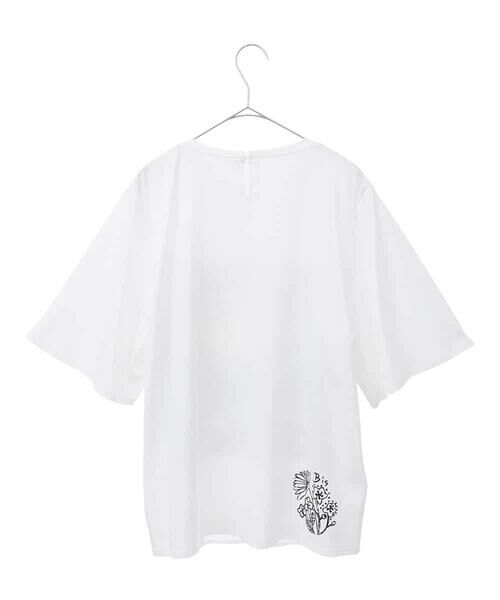 HIROKO BIS GRANDE / ヒロコビス グランデ カットソー | 【大きいサイズ】Busy ButterflyプリントレイヤードTシャツ /洗える | 詳細1