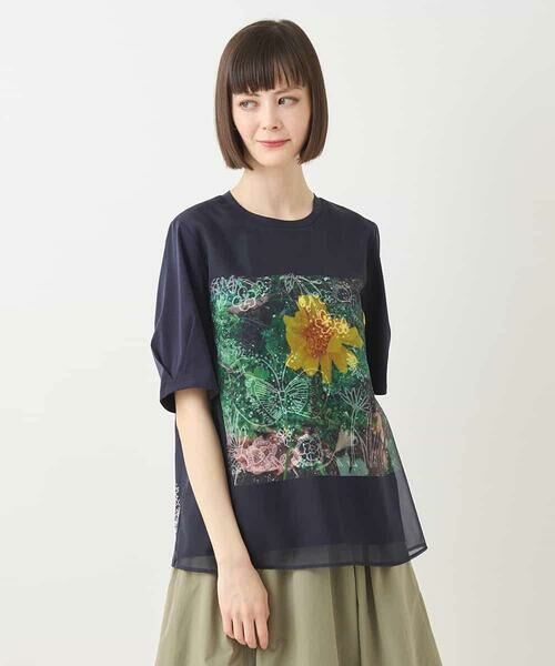HIROKO BIS GRANDE / ヒロコビス グランデ カットソー | 【大きいサイズ】Busy ButterflyプリントレイヤードTシャツ /洗える | 詳細17