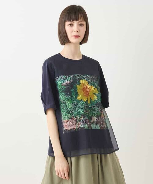 HIROKO BIS GRANDE / ヒロコビス グランデ カットソー | 【大きいサイズ】Busy ButterflyプリントレイヤードTシャツ /洗える | 詳細8