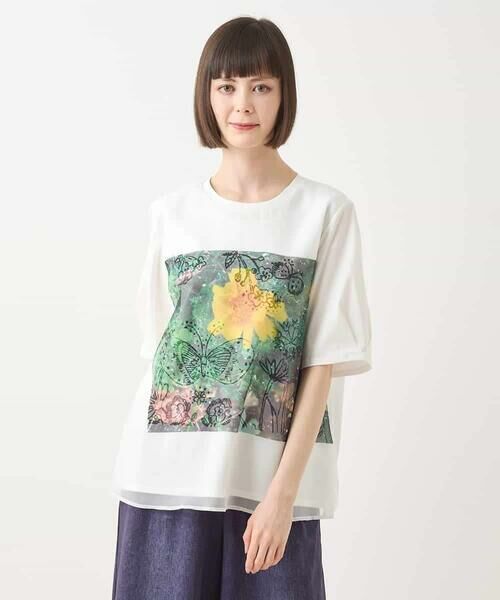 HIROKO BIS GRANDE / ヒロコビス グランデ カットソー | 【大きいサイズ】Busy ButterflyプリントレイヤードTシャツ /洗える | 詳細9