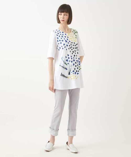 HIROKO BIS GRANDE / ヒロコビス グランデ チュニック | 【大きいサイズ】Happy Dots 配色プリントAラインチュニック /洗える | 詳細11