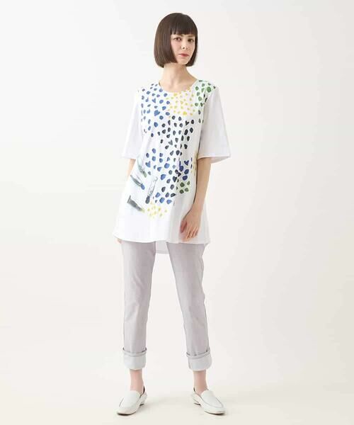 HIROKO BIS GRANDE / ヒロコビス グランデ チュニック | 【大きいサイズ】Happy Dots 配色プリントAラインチュニック /洗える | 詳細12