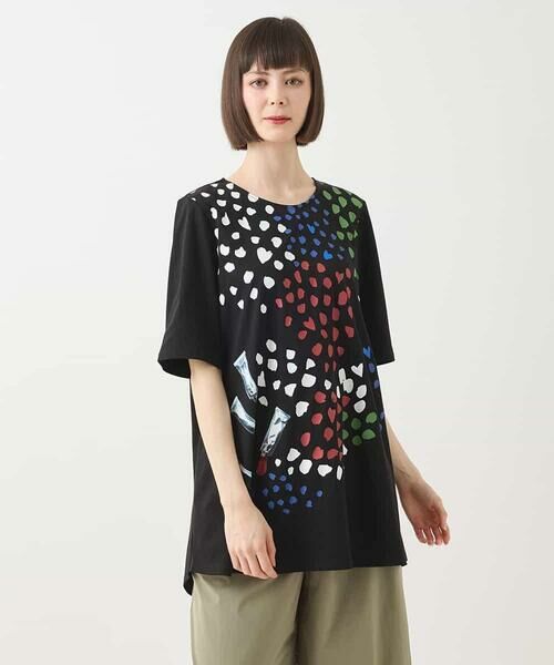 HIROKO BIS GRANDE / ヒロコビス グランデ チュニック | 【大きいサイズ】Happy Dots 配色プリントAラインチュニック /洗える | 詳細6