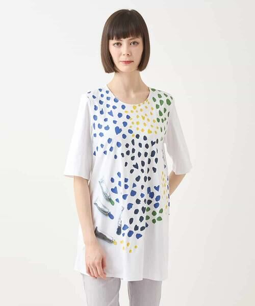 HIROKO BIS GRANDE / ヒロコビス グランデ チュニック | 【大きいサイズ】Happy Dots 配色プリントAラインチュニック /洗える | 詳細7