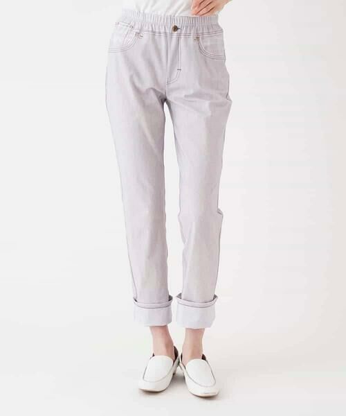 HIROKO BIS GRANDE / ヒロコビス グランデ チノ・ワークパンツ | 【大きいサイズ】デニムプリントストレッチプルオンパンツ /洗濯機で洗える | 詳細20