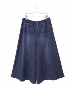 HIROKO BIS GRANDE / ヒロコビス グランデ その他パンツ | 【大きいサイズ】デニムプリントストレッチガウチョパンツ /洗濯機で洗える