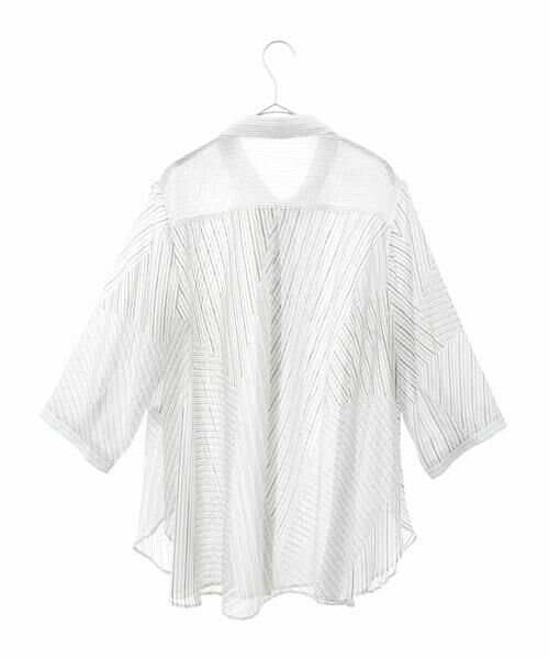 HIROKO BIS GRANDE / ヒロコビス グランデ シャツ・ブラウス | 【大きいサイズ】シアーストライプブラウス /洗える | 詳細1