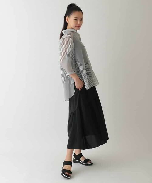 HIROKO BIS GRANDE / ヒロコビス グランデ シャツ・ブラウス | 【大きいサイズ】シアーストライプブラウス /洗える | 詳細11
