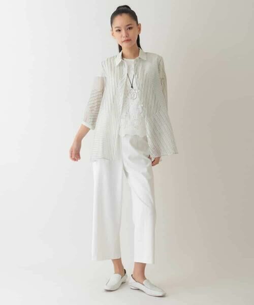 HIROKO BIS GRANDE / ヒロコビス グランデ シャツ・ブラウス | 【大きいサイズ】シアーストライプブラウス /洗える | 詳細13