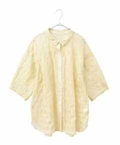 HIROKO BIS GRANDE / ヒロコビス グランデ シャツ・ブラウス | 【大きいサイズ】ドットシアーショートスリーブシャツ /洗える