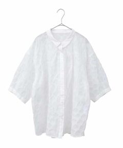 HIROKO BIS GRANDE / ヒロコビス グランデ シャツ・ブラウス | 【大きいサイズ】ドットシアーショートスリーブシャツ /洗える
