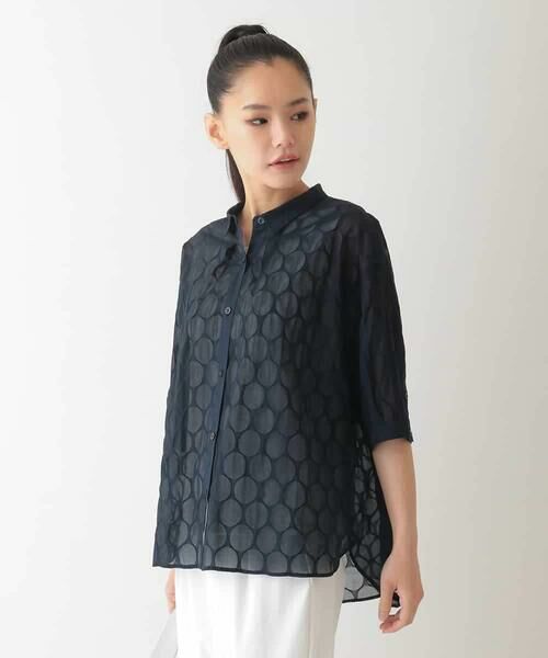 HIROKO BIS GRANDE / ヒロコビス グランデ シャツ・ブラウス | 【大きいサイズ】ドットシアーショートスリーブシャツ /洗える | 詳細16