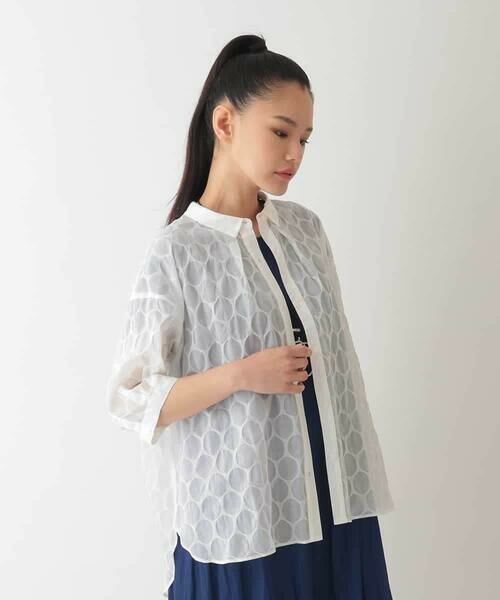 HIROKO BIS GRANDE / ヒロコビス グランデ シャツ・ブラウス | 【大きいサイズ】ドットシアーショートスリーブシャツ /洗える | 詳細21