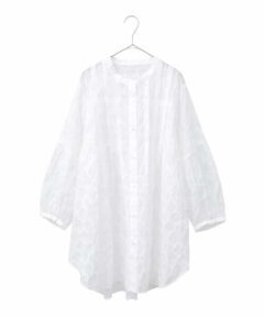 HIROKO BIS GRANDE / ヒロコビス グランデ シャツ・ブラウス | 【大きいサイズ】ドットシアータックロングシャツ /洗える