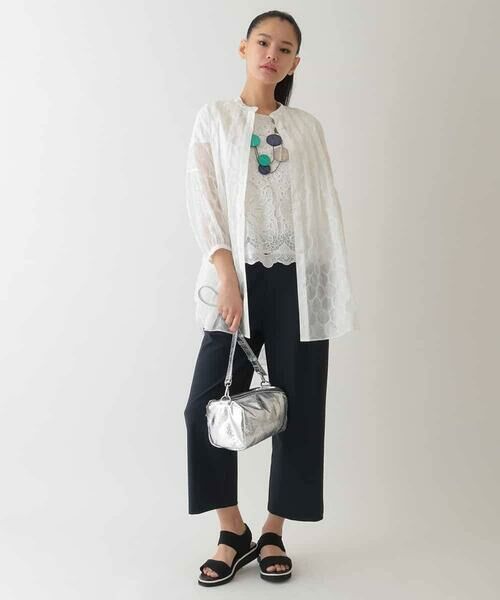 HIROKO BIS GRANDE / ヒロコビス グランデ シャツ・ブラウス | 【大きいサイズ】ドットシアータックロングシャツ /洗える | 詳細14