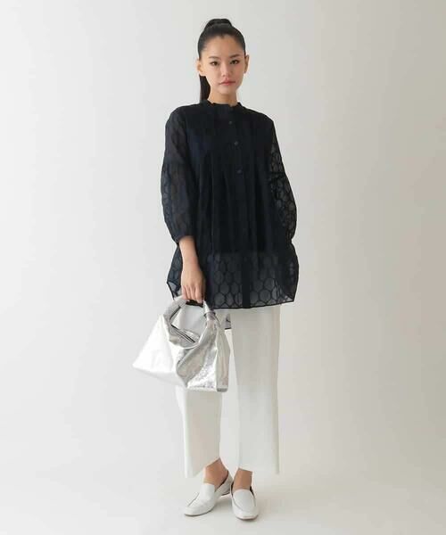 HIROKO BIS GRANDE / ヒロコビス グランデ シャツ・ブラウス | 【大きいサイズ】ドットシアータックロングシャツ /洗える | 詳細15