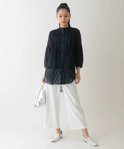 HIROKO BIS GRANDE / ヒロコビス グランデ シャツ・ブラウス | 【大きいサイズ】ドットシアータックロングシャツ /洗える | 詳細16