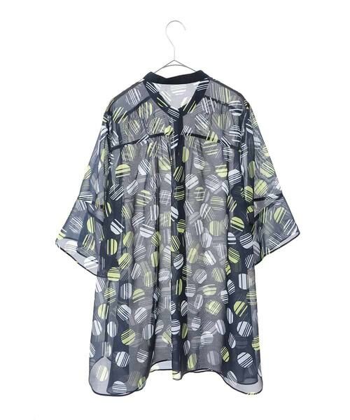 HIROKO BIS GRANDE / ヒロコビス グランデ シャツ・ブラウス | 【大きいサイズ】ストライプドット柄プリントブラウス /洗濯機で洗える | 詳細1