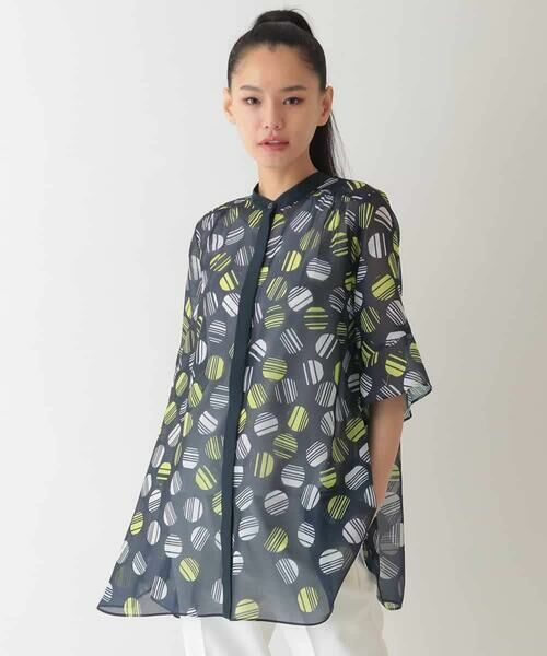 HIROKO BIS GRANDE / ヒロコビス グランデ シャツ・ブラウス | 【大きいサイズ】ストライプドット柄プリントブラウス /洗濯機で洗える | 詳細11