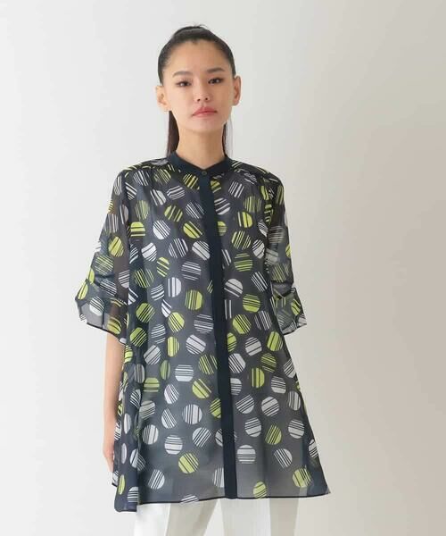 HIROKO BIS GRANDE / ヒロコビス グランデ シャツ・ブラウス | 【大きいサイズ】ストライプドット柄プリントブラウス /洗濯機で洗える | 詳細8