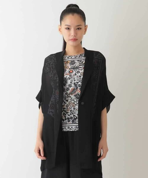 HIROKO BIS GRANDE / ヒロコビス グランデ セットアップ | 【大きいサイズ】エアリーメッシュハーフスリーブジャケット /洗える | 詳細13