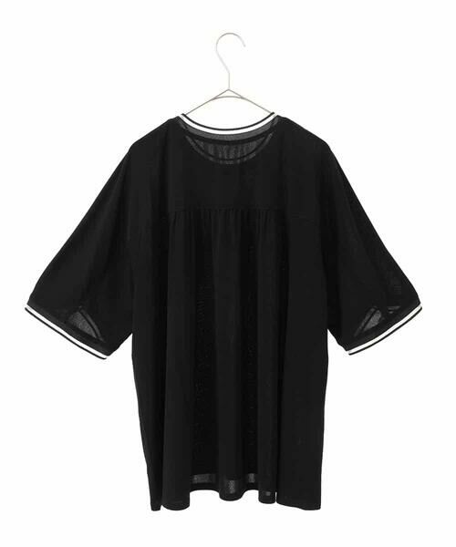 HIROKO BIS GRANDE / ヒロコビス グランデ カットソー | 【大きいサイズ/接触冷感】ラインアクセントジャージーカットソー | 詳細1