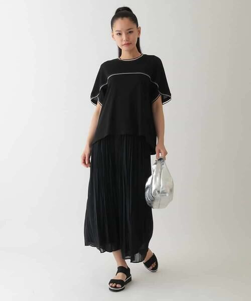 HIROKO BIS GRANDE / ヒロコビス グランデ カットソー | 【大きいサイズ/接触冷感】ラインアクセントジャージーカットソー | 詳細16