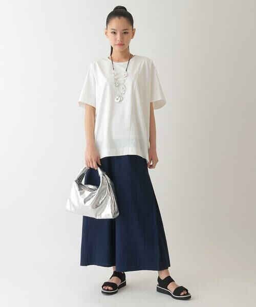 HIROKO BIS GRANDE / ヒロコビス グランデ カットソー | 【大きいサイズ/UV/遮熱性/接触冷感】アシメ切り替えジョイントカットソー /洗濯機で洗える | 詳細12