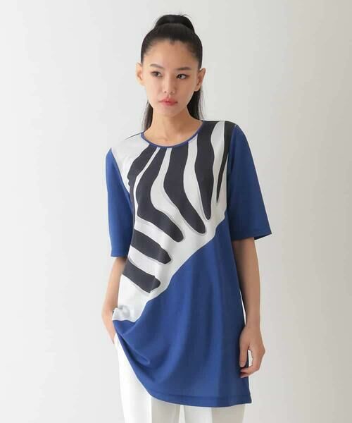 HIROKO BIS GRANDE / ヒロコビス グランデ チュニック | 【大きいサイズ】幾何学柄プリントカットチュニック /洗える | 詳細11