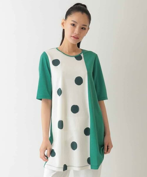 HIROKO BIS GRANDE / ヒロコビス グランデ チュニック | 【大きいサイズ】幾何学柄プリントカットチュニック /洗える | 詳細7