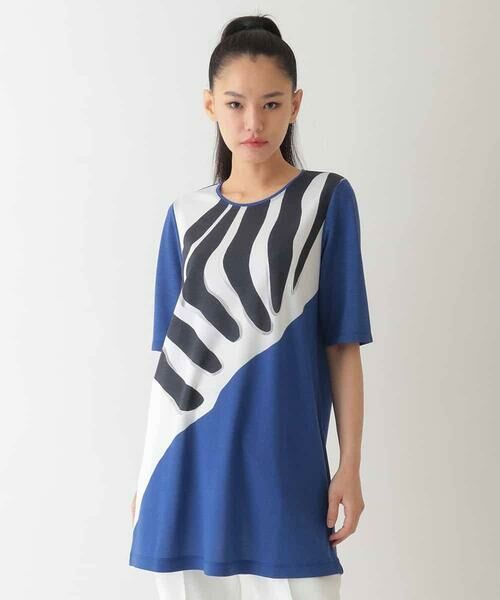 HIROKO BIS GRANDE / ヒロコビス グランデ チュニック | 【大きいサイズ】幾何学柄プリントカットチュニック /洗える | 詳細8