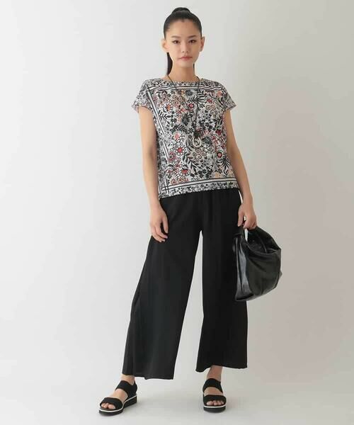 HIROKO BIS GRANDE / ヒロコビス グランデ カットソー | 【大きいサイズ】フラワープリントフレンチスリーブカットソー /洗濯機で洗える | 詳細12