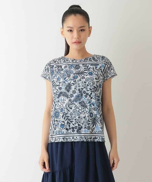 HIROKO BIS GRANDE / ヒロコビス グランデ カットソー | 【大きいサイズ】フラワープリントフレンチスリーブカットソー /洗濯機で洗える | 詳細6