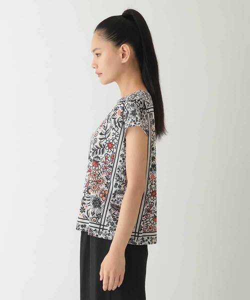 HIROKO BIS GRANDE / ヒロコビス グランデ カットソー | 【大きいサイズ】フラワープリントフレンチスリーブカットソー /洗濯機で洗える | 詳細8