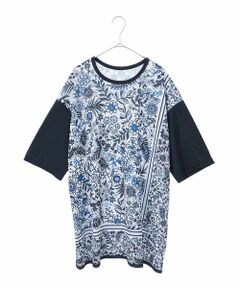 HIROKO BIS GRANDE / ヒロコビス グランデ チュニック | 【大きいサイズ】フラワープリントチュニックカットソー /洗濯機で洗える