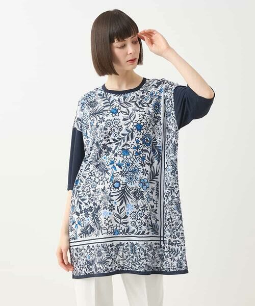 HIROKO BIS GRANDE / ヒロコビス グランデ チュニック | 【大きいサイズ】フラワープリントチュニックカットソー /洗濯機で洗える | 詳細6