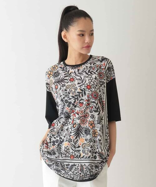 HIROKO BIS GRANDE / ヒロコビス グランデ チュニック | 【大きいサイズ】フラワープリントチュニックカットソー /洗濯機で洗える | 詳細7