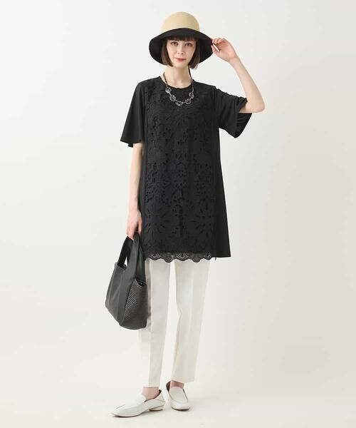HIROKO BIS GRANDE / ヒロコビス グランデ チュニック | 【大きいサイズ】カットワークデコ刺繍チュニック /洗える | 詳細18