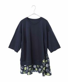 HIROKO BIS GRANDE / ヒロコビス グランデ チュニック | 【大きいサイズ】ストライプドットジョイントヘムカットソー /洗える