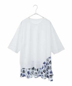 HIROKO BIS GRANDE / ヒロコビス グランデ チュニック | 【大きいサイズ】ストライプドットジョイントヘムカットソー /洗える