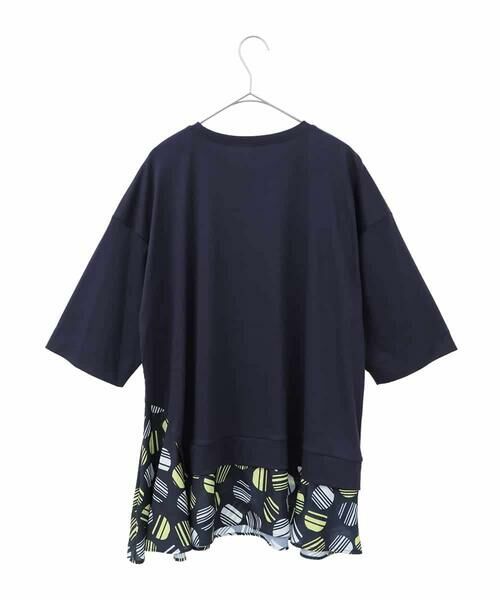 HIROKO BIS GRANDE / ヒロコビス グランデ チュニック | 【大きいサイズ】ストライプドットジョイントヘムカットソー /洗える | 詳細1