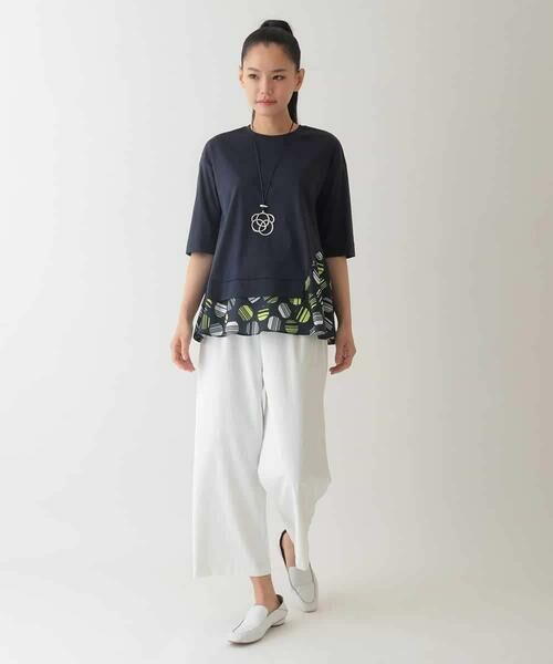 HIROKO BIS GRANDE / ヒロコビス グランデ チュニック | 【大きいサイズ】ストライプドットジョイントヘムカットソー /洗える | 詳細11