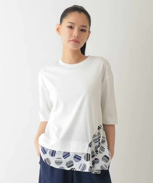 HIROKO BIS GRANDE / ヒロコビス グランデ チュニック | 【大きいサイズ】ストライプドットジョイントヘムカットソー /洗える | 詳細14