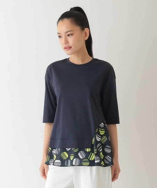 HIROKO BIS GRANDE / ヒロコビス グランデ チュニック | 【大きいサイズ】ストライプドットジョイントヘムカットソー /洗える | 詳細6