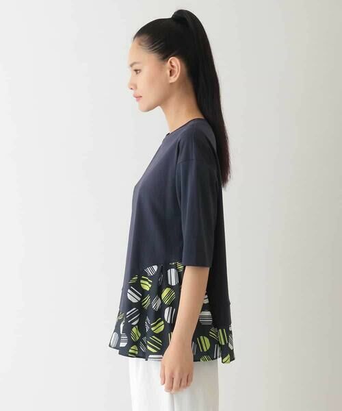 HIROKO BIS GRANDE / ヒロコビス グランデ チュニック | 【大きいサイズ】ストライプドットジョイントヘムカットソー /洗える | 詳細7