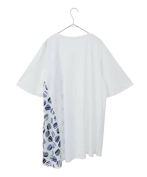 HIROKO BIS GRANDE / ヒロコビス グランデ チュニック | 【大きいサイズ】ストライプドットイレギュラーヘムカットソー /洗える | 詳細1