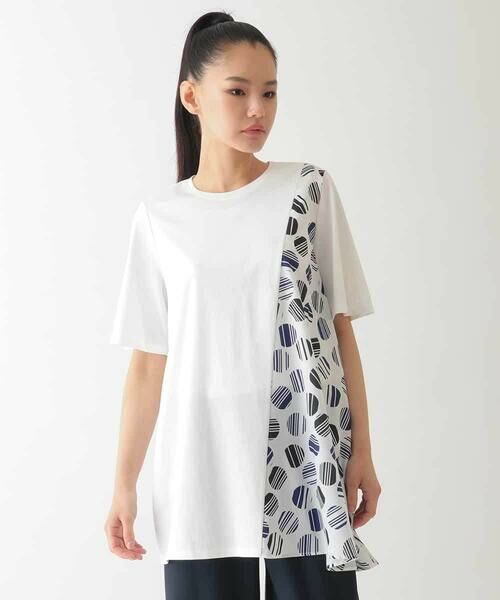 HIROKO BIS GRANDE / ヒロコビス グランデ チュニック | 【大きいサイズ】ストライプドットイレギュラーヘムカットソー /洗える | 詳細12