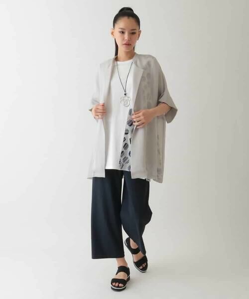 HIROKO BIS GRANDE / ヒロコビス グランデ チュニック | 【大きいサイズ】ストライプドットイレギュラーヘムカットソー /洗える | 詳細14